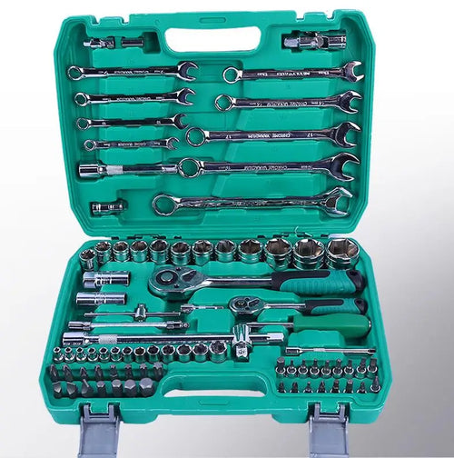 82pcs Home Car Repair Tool Kit Set Includes Socket Wrench & Ratchet Screwdriver with Bit Comes in Mechanical Tools Case