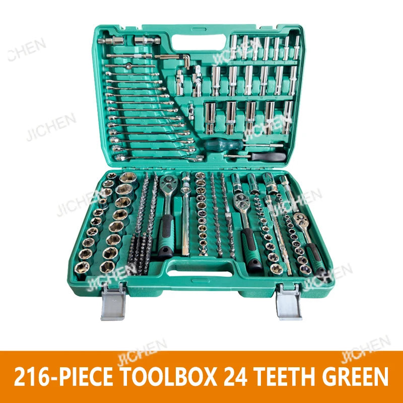 216-Piece professional car repair ratchet wrench combination toolbox set